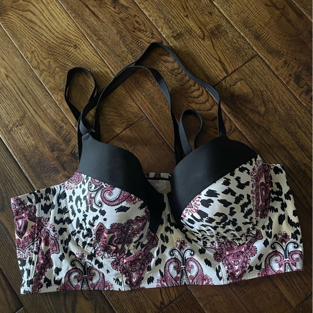Cacique Swim Leopard Paisley Print Bustier Bikini Top